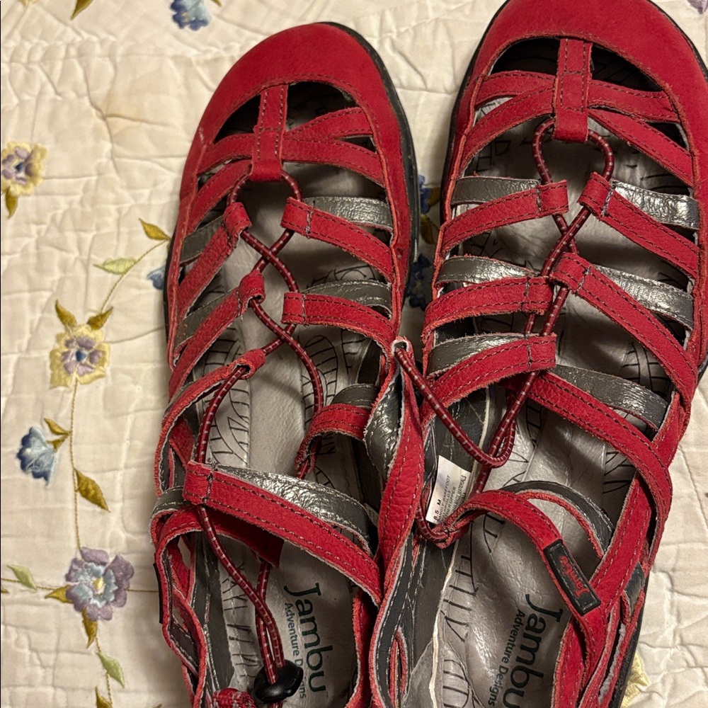 Jambu Red and Black Strappy Sandals 2 pairs - Picture 5 of 7